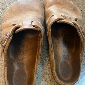 Birkenstock Brown Leather Slip-On Clogs